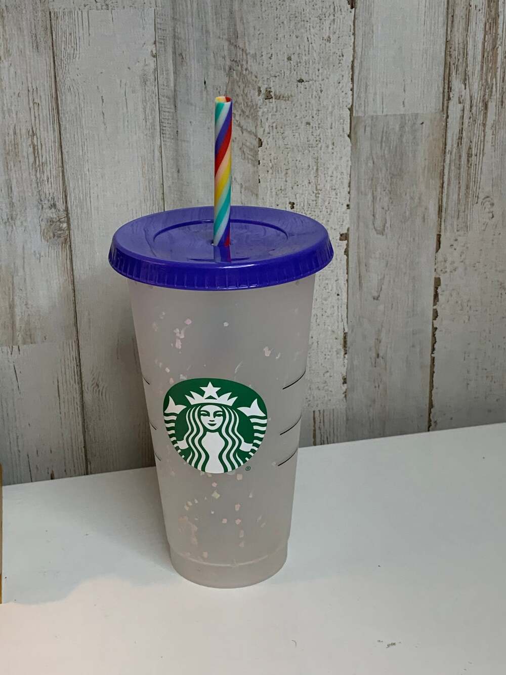 Starbucks Confetti Color Changing Cold Cup Tumbler 24 oz Lid & Straw